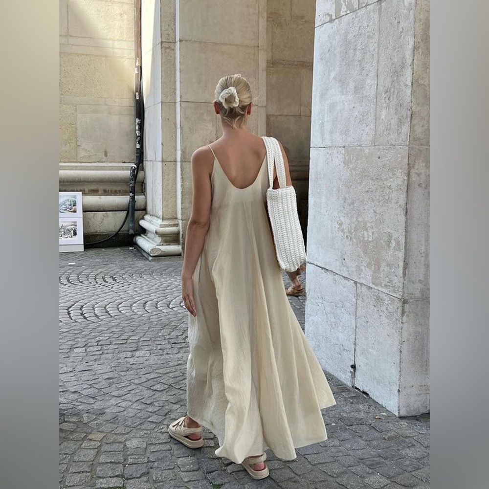 165 Double Layers V-neck Long Dress - Picture 4 of 5
